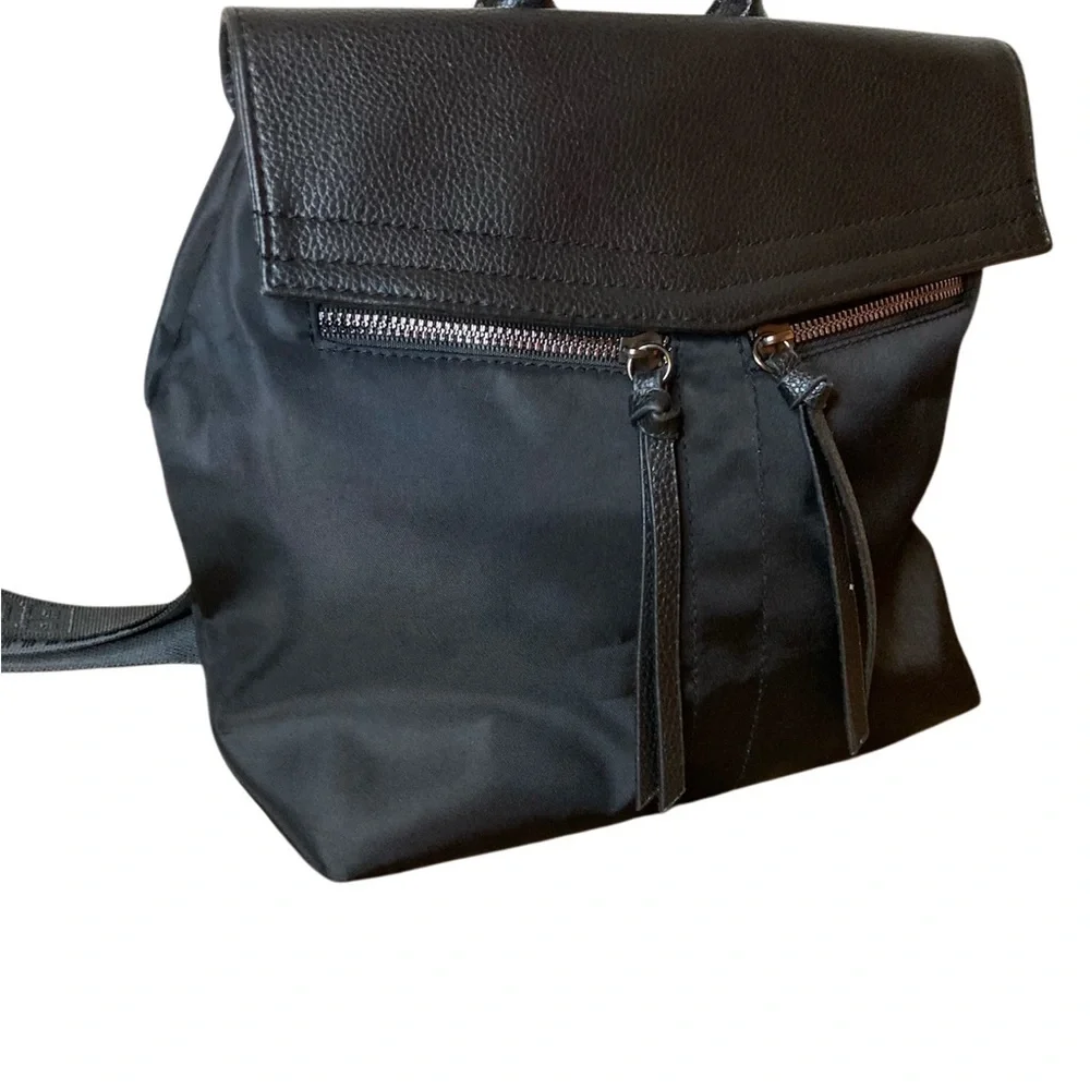 NWT Botkier mini trigger NYLON BACKPACK BLACK WITH GUITAR LIKE LOGO STRAPS